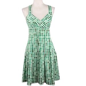 Calvin Klein Green Large Polka Dot Classic Fit & Flare Summer Dress Size 4
